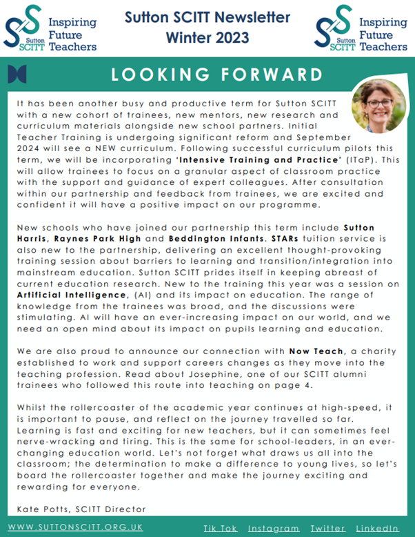 Sutton SCITT Newsletter Winter 2023